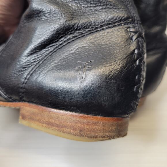 Frye Black Flat Jillian Pull On Tall Boot with Lace Detail, 7M - Picture 9 of 11